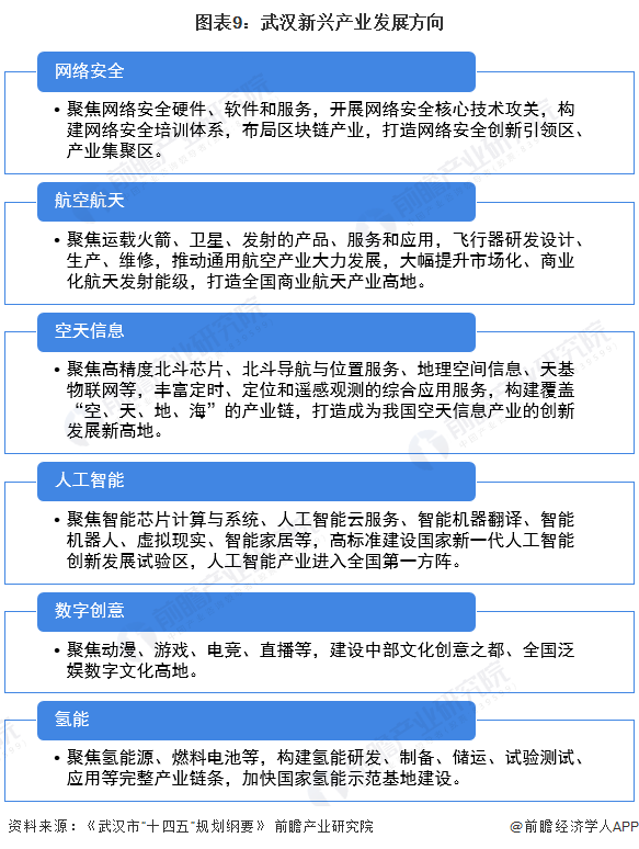 图表9：武汉新兴产业发展方向