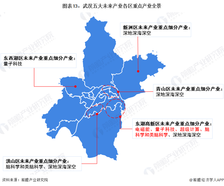 图表13：武汉五大未来产业各区重点产业全景